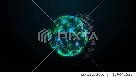 Image of network of connections with globe on black background Image of network of connections with globe on black background 126441522