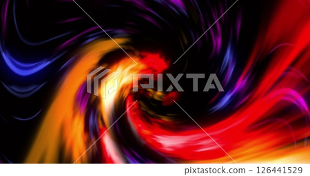 Image of light trail spiral spinning on black background 126441529