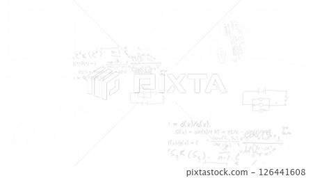 Image of mathematical data processing over white background 126441608