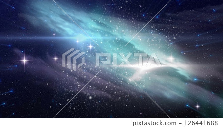 Image of glowing light spots moving over black background Image of glowing light spots moving over black background 126441688