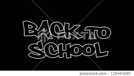 Image of back 2 school text over black background 126441695