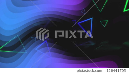 Image of neon shapes and lines on black background 126441705