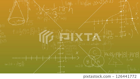 Image of mathematical equations over green background Image of mathematical equations over green background 126441772