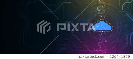 Cloud concept technology background and network security 126441809