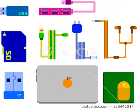 Computer peripherals and accessories illustration set Computer peripherals and accessories illustration set 126441814