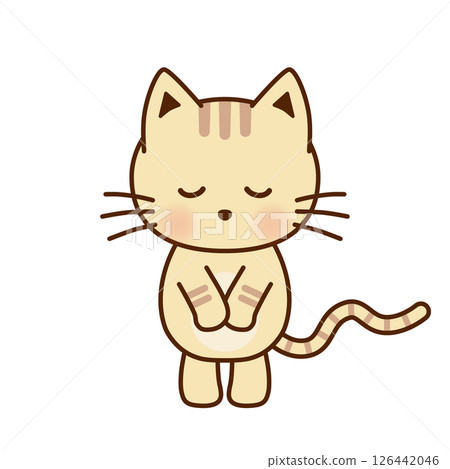 一隻可愛的貓鞠躬的插圖 126442046
