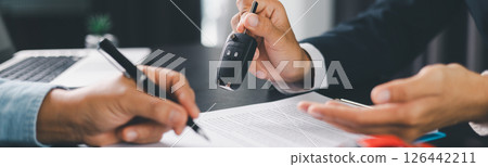Concept business vehicle finance protection office plan investment buy sell car ensuring idea financial security. automobile agent hand protect purchase insurance and loan deal. banner with copy space Concept business vehicle finance protection office plan investment buy sell car ensuring idea financial security. automobile agent hand protect purchase insurance and loan deal. banner with copy space 126442211