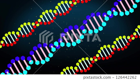 Image of dna strands over black background 126442262