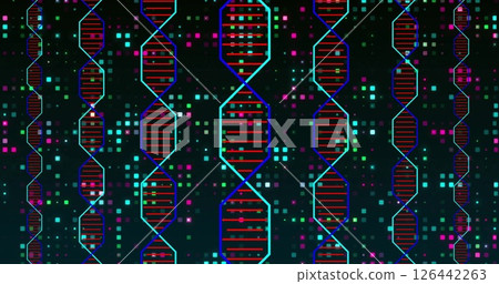 Image of dna strands over black background 126442263