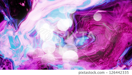 Image of white shapes over colourful liquid background Image of white shapes over colourful liquid background 126442335