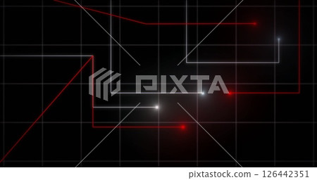 Image of network of connections with light spots Image of network of connections with light spots 126442351