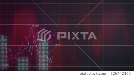 Image of data processing and diagrams over black background 126442363