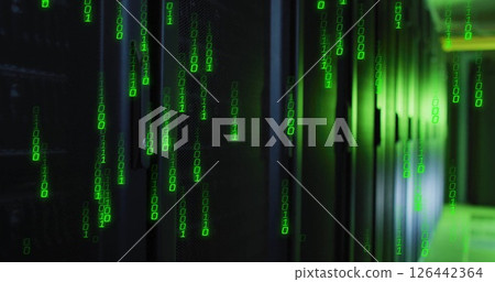 Image of data processing over server room Image of data processing over server room 126442364