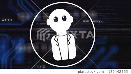 Image of digital data processing and ai chatbot on dark background 126442563