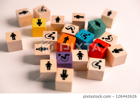 Concept of inclusion and equity in employment ensures that people with disabilities are provided equal opportunities in diverse work environment, promoting both business success and health equality. 126442626