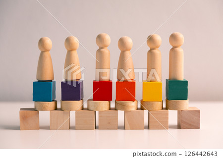Design of wooden background highlighted team's commitment to diversity and inclusion, fostering sense of community and social equality among all employees. diversity, inclusion, background, team. Design of wooden background highlighted team's commitment to diversity and inclusion, fostering sense of community and social equality among all employees. diversity, inclusion, background, team. 126442643