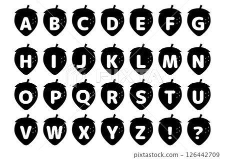 草莓字母圖示集(單色) 草莓字母圖示集(單色) 126442709
