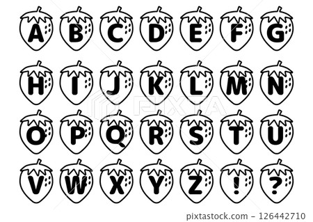 Strawberry alphabet icon set (line drawing) Strawberry alphabet icon set (line drawing) 126442710