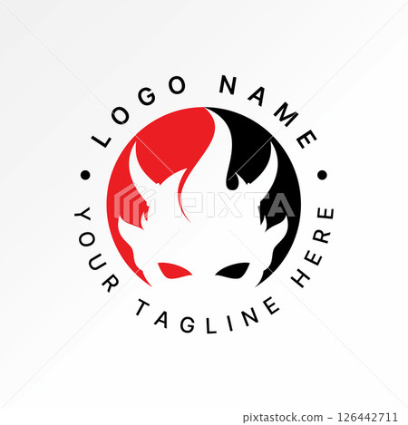 Logo design graphic concept creative premium vector stock image top sell head face lucifer horn devil demon satanic skull to horror angry gothic scary 126442711