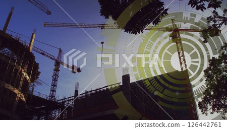 Image of scope scanning over building site Image of scope scanning over building site 126442761