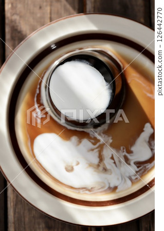 Coffee jelly made with agar and coffee milk Coffee jelly made with agar and coffee milk 126442770