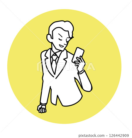 Illustration of a man looking at a smartphone Illustration of a man looking at a smartphone 126442909