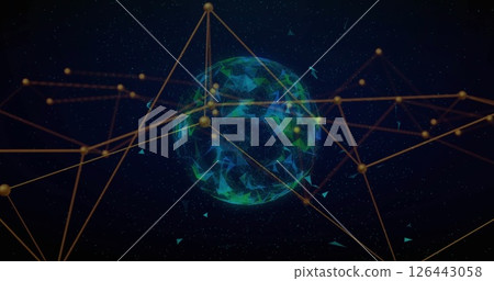 Image of network of connections over globe 126443058