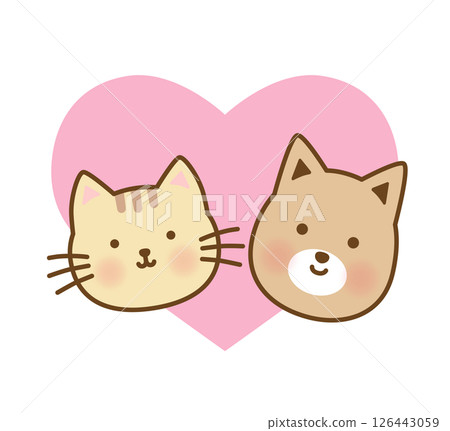 Cute illustration of friendly dogs and cats 126443059
