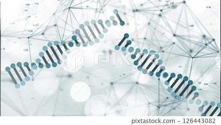 Image of dna strands over data processing 126443082
