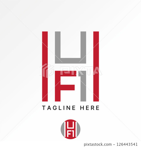 Logo design graphic concept creative premium vector stock image top sell initial H HF1 font line cut negative space monogram typography business brand 126443541