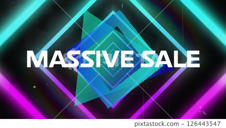 Image of massive sale text over neon vibrant pattern background Image of massive sale text over neon vibrant pattern background 126443547
