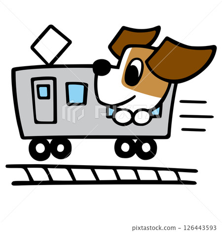 Jack Russell Terrier dog character riding a train Jack Russell Terrier dog character riding a train 126443593