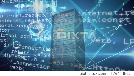 Image of financial data processing over computer server Image of financial data processing over computer server 126443692