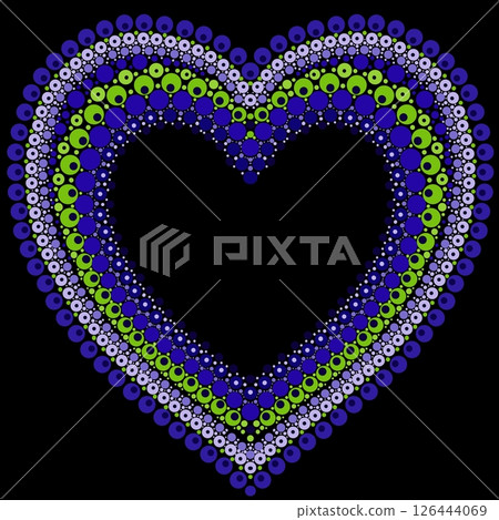 Heart made of colorful dots in mandala style. Heart made of colorful dots in mandala style. 126444069