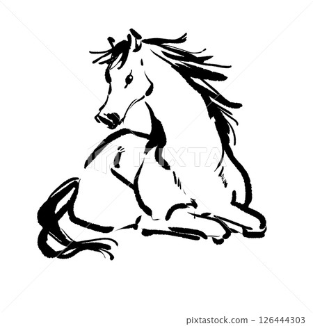 日式馬插畫 126444303