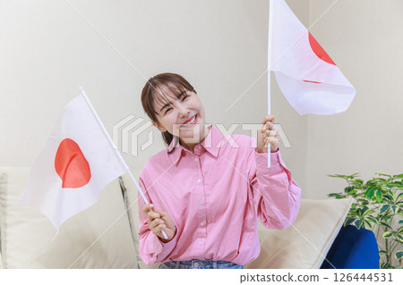 Women supporting the Japanese national team 126444531