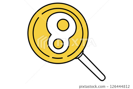 Simple line drawing icon of fried egg in a frying pan 126444812