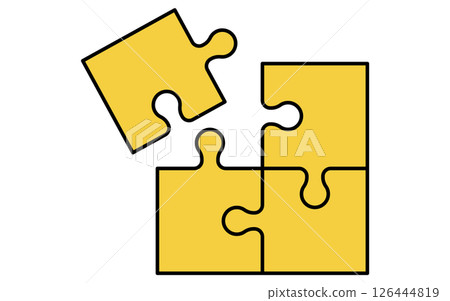 Simple line icon of interlocking puzzle pieces 126444819