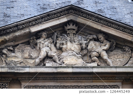 Architectural fragments of Louvre building. Louvre Museum in Paris 126445249