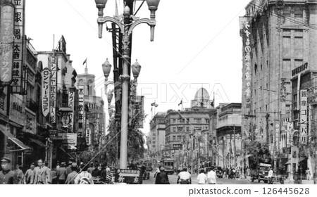 老照片，1933-1945，東京，銀座中央通，銀座六丁目附近 126445628