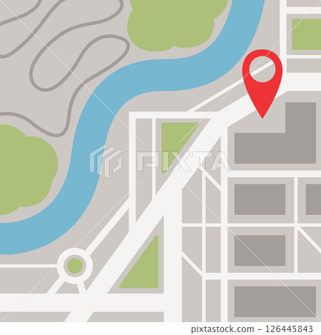 street map with location pin icon vector illustration 126445843