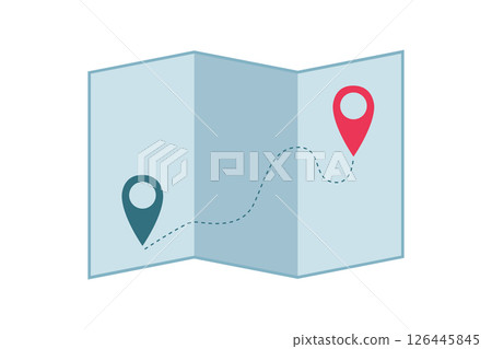 simple map symbol with location pins isolated vector illustration 126445845