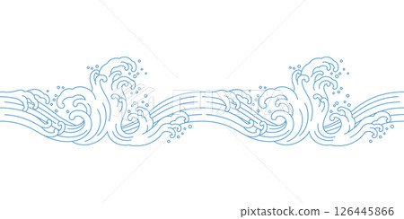 sea wave ocean seamless pattern outline decoration 126445866
