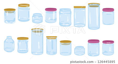 Cartoon Glass Jars Collection 126445895