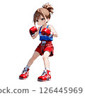 拳擊手女孩採取戰鬥姿勢 126445969
