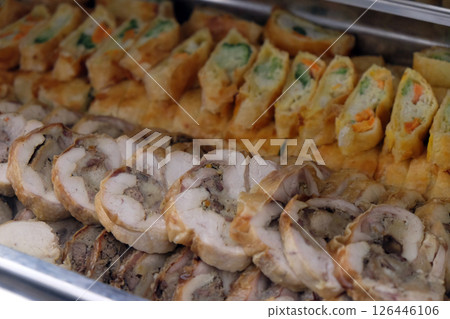 Sliced filled pork fillet 126446106