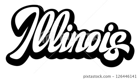 Elegant cursive design of the word Illinois in black and white Elegant cursive design of the word Illinois in black and white 126446141