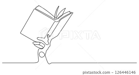 hand holding book one line drawing continuous minimalism hand holding book one line drawing continuous minimalism 126446146