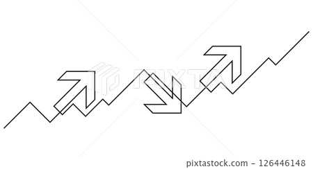 continuous line drawing of business graph growth investment 126446148