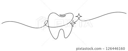 dental tooth bright and clean one line continuous 126446160